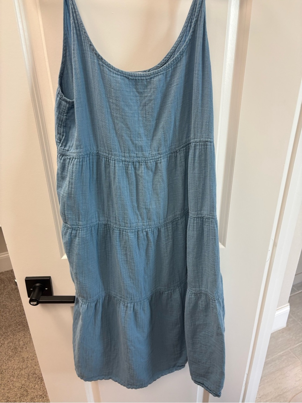 Little moon Blue Tiered Cotton Blend Maxi Skirt